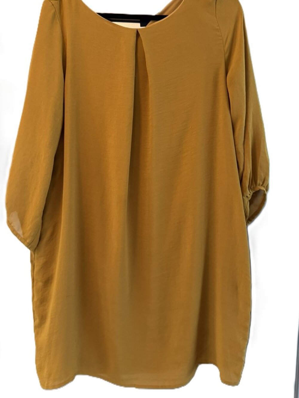 H&M Mustard Yellow 3/4 Sleeve Relaxed Mini Dress Size 12